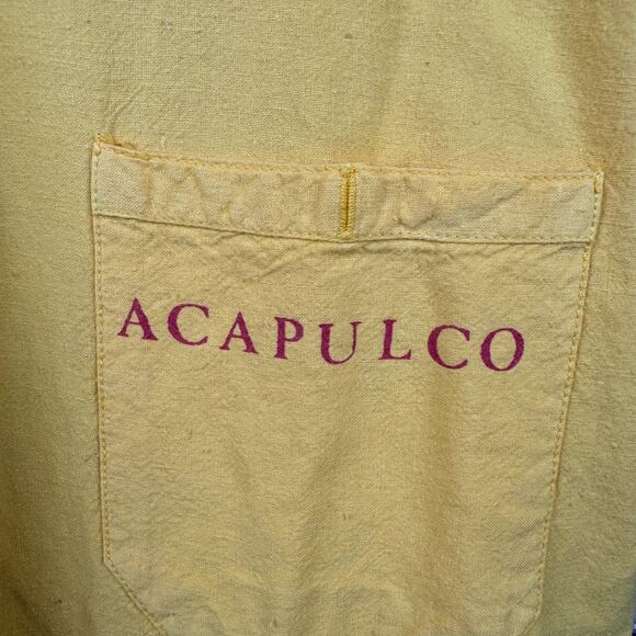 Vintage Coco Beach Club Shirt Sz Small Yellow Cotton Short Sleeve Button Up 90s - Picture 5 of 8